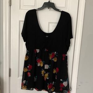 Torrid Black and Floral Blouse